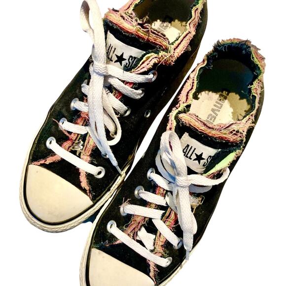 Converse CT All Star Sneakers Navy Blue Rainbow Trim Canvas Size 7 - Picture 1 of 3
